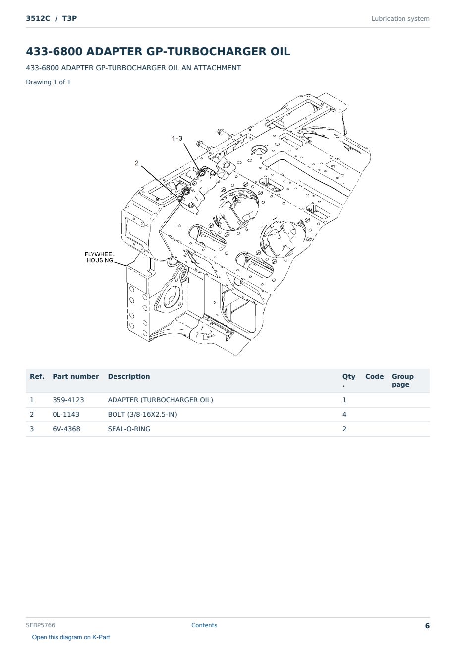 Caterpillar 3512C S/N T3P Partsbook SEBP5766 (English) - sample page 6 of 10 Caterpillar 3512C S/N T3P Partsbook SEBP5766 (English) - sample page 6 of 10