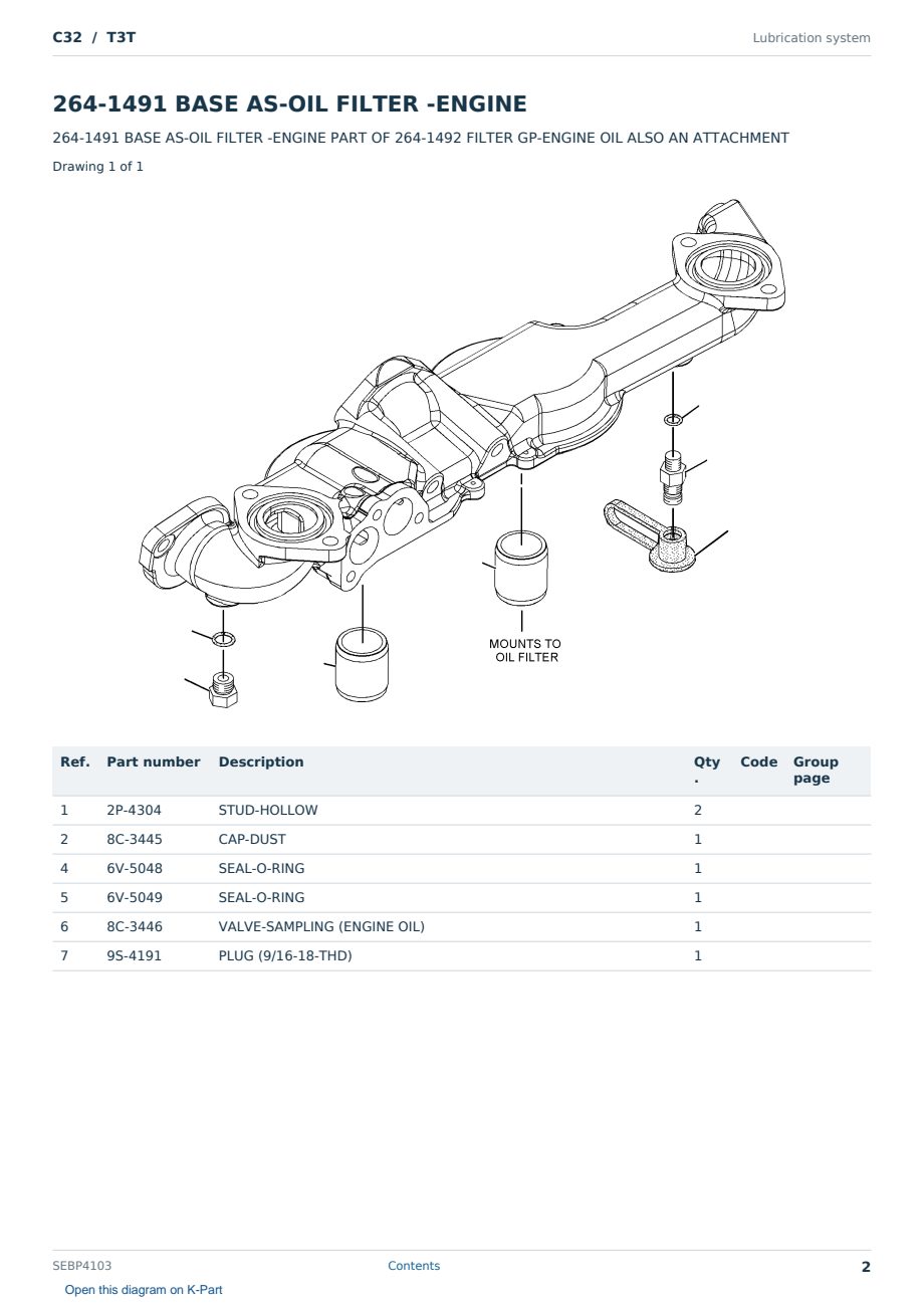 Caterpillar C32 S/N T3T Partsbook SEBP4103 (English) - sample page 2 of 10 Caterpillar C32 S/N T3T Partsbook SEBP4103 (English) - sample page 2 of 10