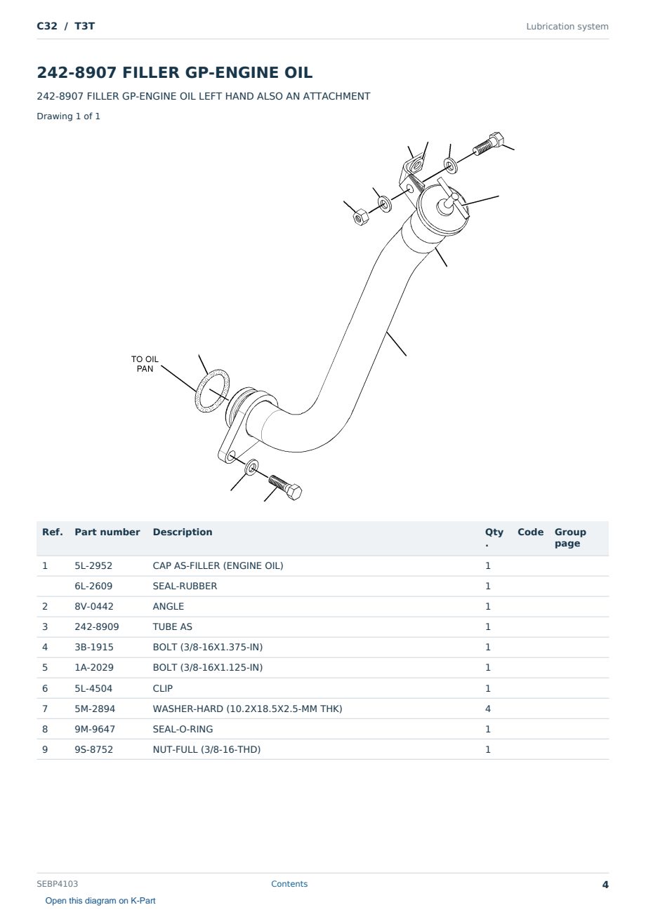 Caterpillar C32 S/N T3T Partsbook SEBP4103 (English) - sample page 4 of 10 Caterpillar C32 S/N T3T Partsbook SEBP4103 (English) - sample page 4 of 10