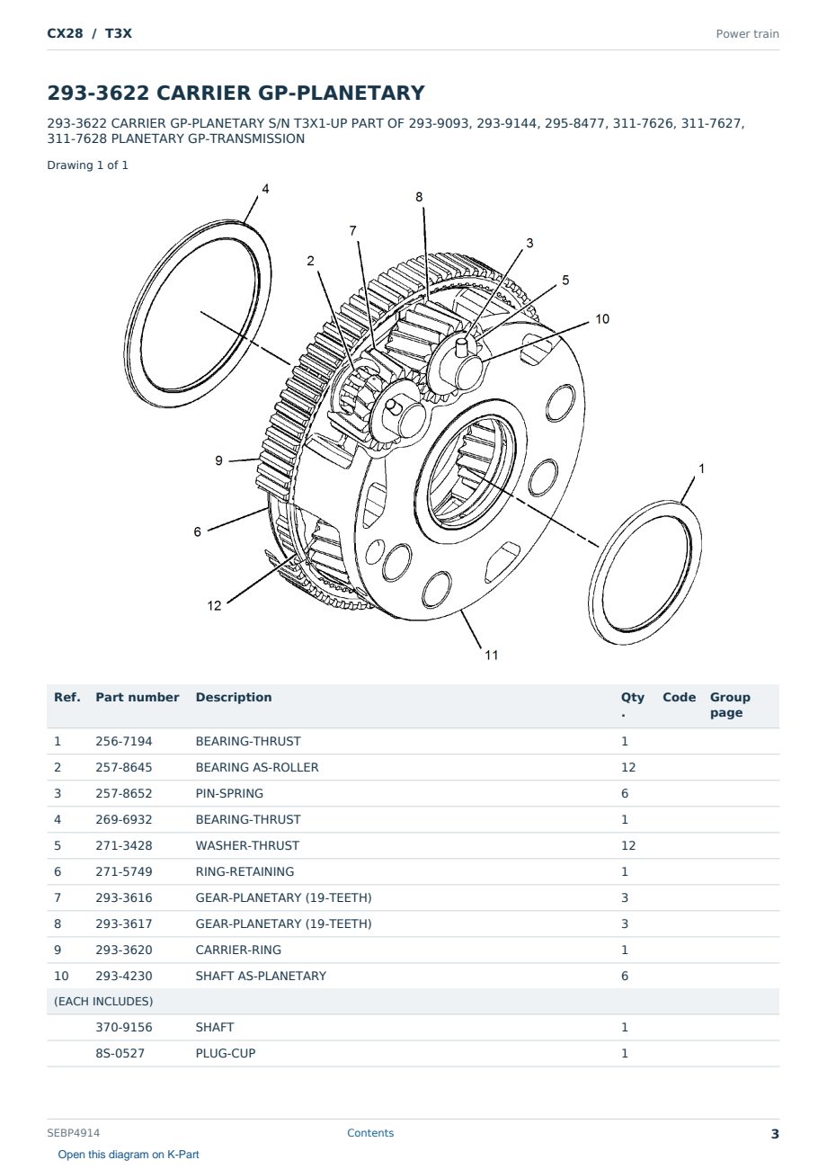 Caterpillar CX28 S/N T3X Partsbook SEBP4914 (English) - sample page 3 of 10 Caterpillar CX28 S/N T3X Partsbook SEBP4914 (English) - sample page 3 of 10
