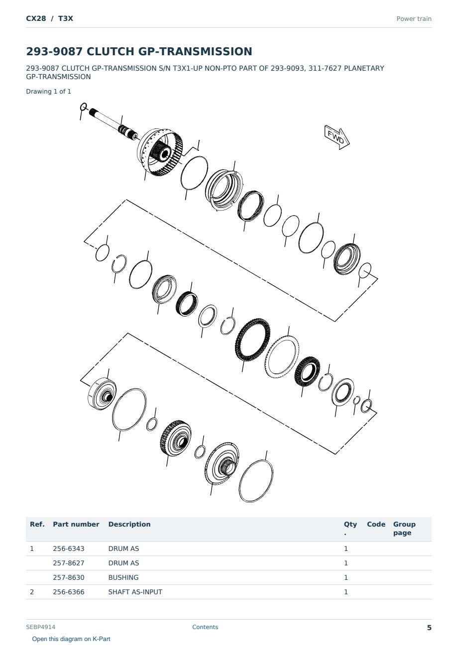 Caterpillar CX28 S/N T3X Partsbook SEBP4914 (English) - sample page 5 of 10 Caterpillar CX28 S/N T3X Partsbook SEBP4914 (English) - sample page 5 of 10
