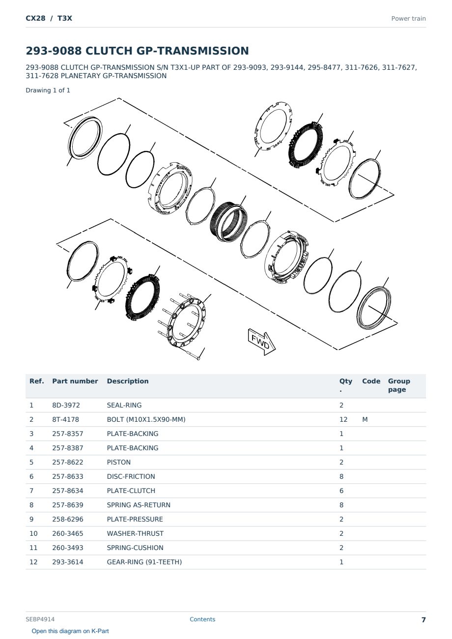 Caterpillar CX28 S/N T3X Partsbook SEBP4914 (English) - sample page 7 of 10 Caterpillar CX28 S/N T3X Partsbook SEBP4914 (English) - sample page 7 of 10