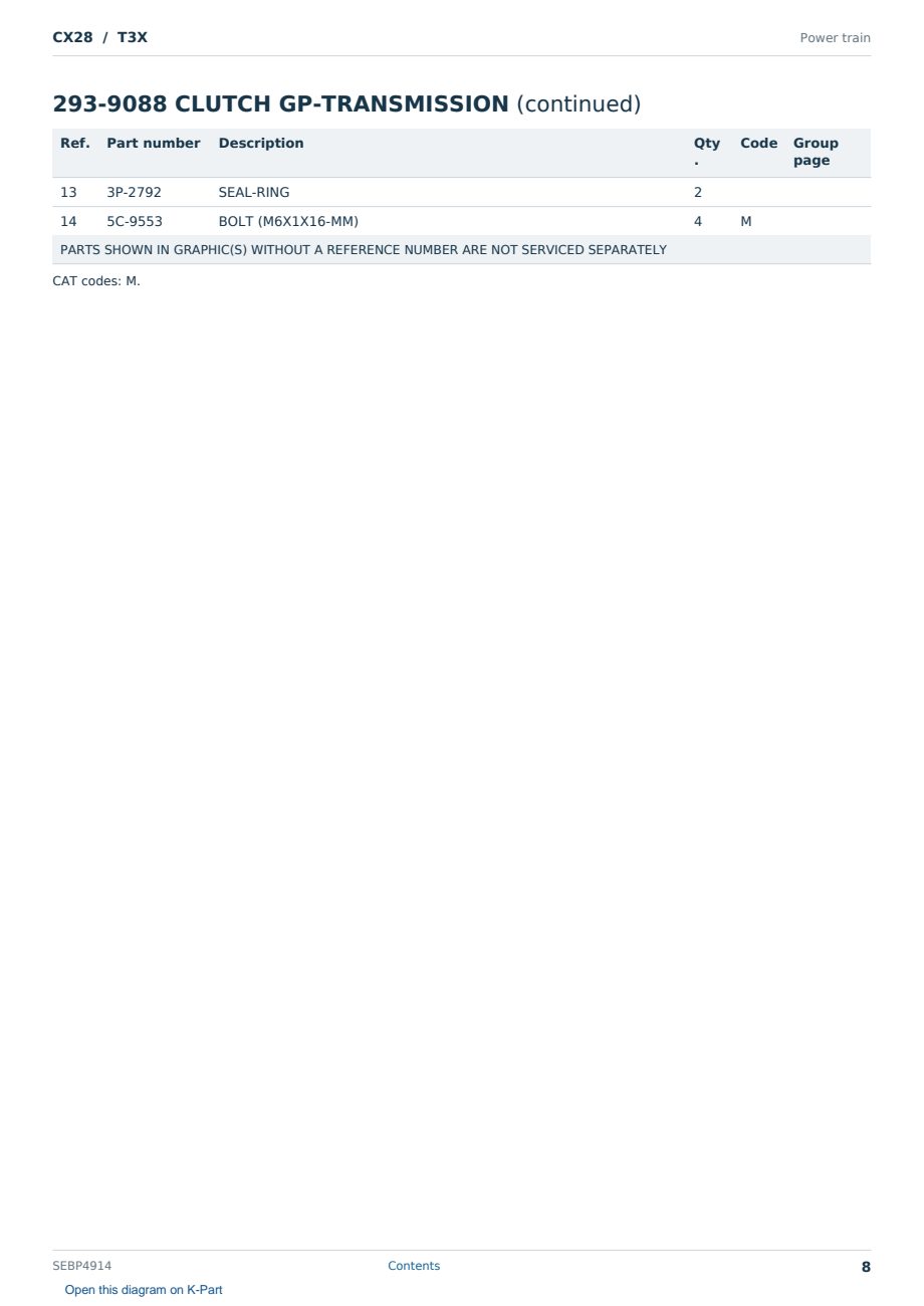 Caterpillar CX28 S/N T3X Partsbook SEBP4914 (English) - sample page 8 of 10 Caterpillar CX28 S/N T3X Partsbook SEBP4914 (English) - sample page 8 of 10