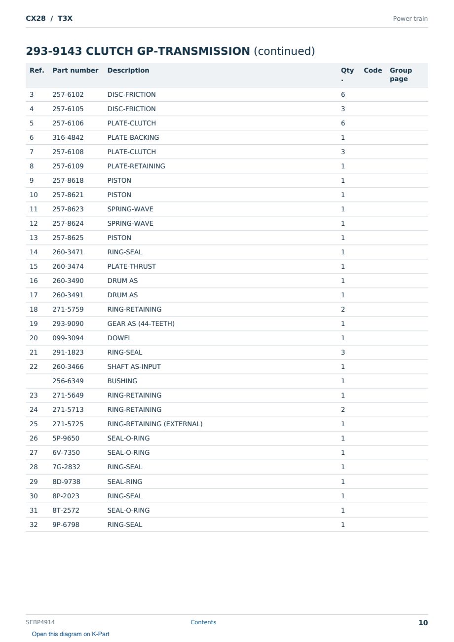 Caterpillar CX28 S/N T3X Partsbook SEBP4914 (English) - sample page 10 of 10 Caterpillar CX28 S/N T3X Partsbook SEBP4914 (English) - sample page 10 of 10