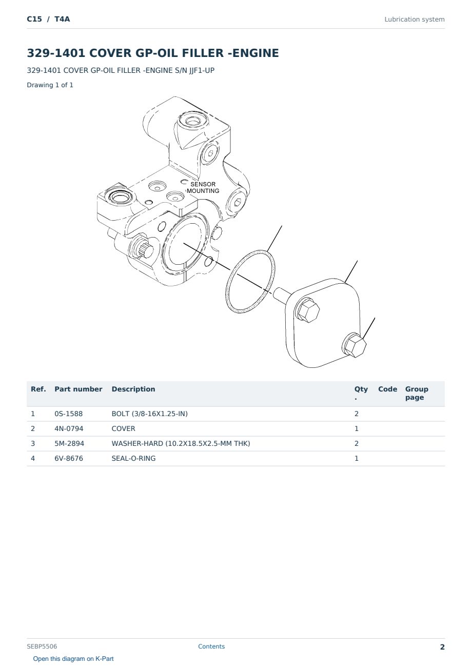 Caterpillar C15 S/N T4A Partsbook SEBP5506 (English) - sample page 2 of 10 Caterpillar C15 S/N T4A Partsbook SEBP5506 (English) - sample page 2 of 10