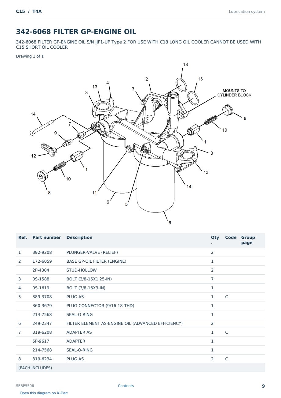 Caterpillar C15 S/N T4A Partsbook SEBP5506 (English) - sample page 9 of 10 Caterpillar C15 S/N T4A Partsbook SEBP5506 (English) - sample page 9 of 10