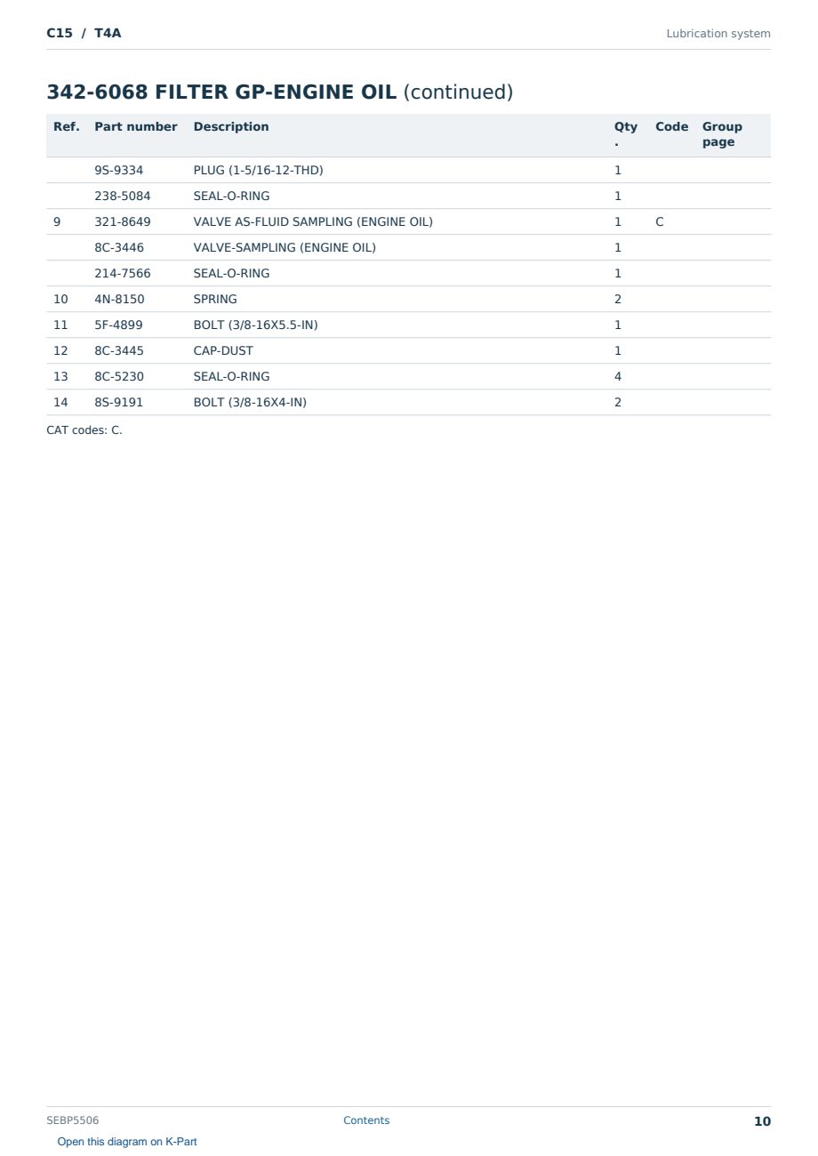 Caterpillar C15 S/N T4A Partsbook SEBP5506 (English) - sample page 10 of 10 Caterpillar C15 S/N T4A Partsbook SEBP5506 (English) - sample page 10 of 10