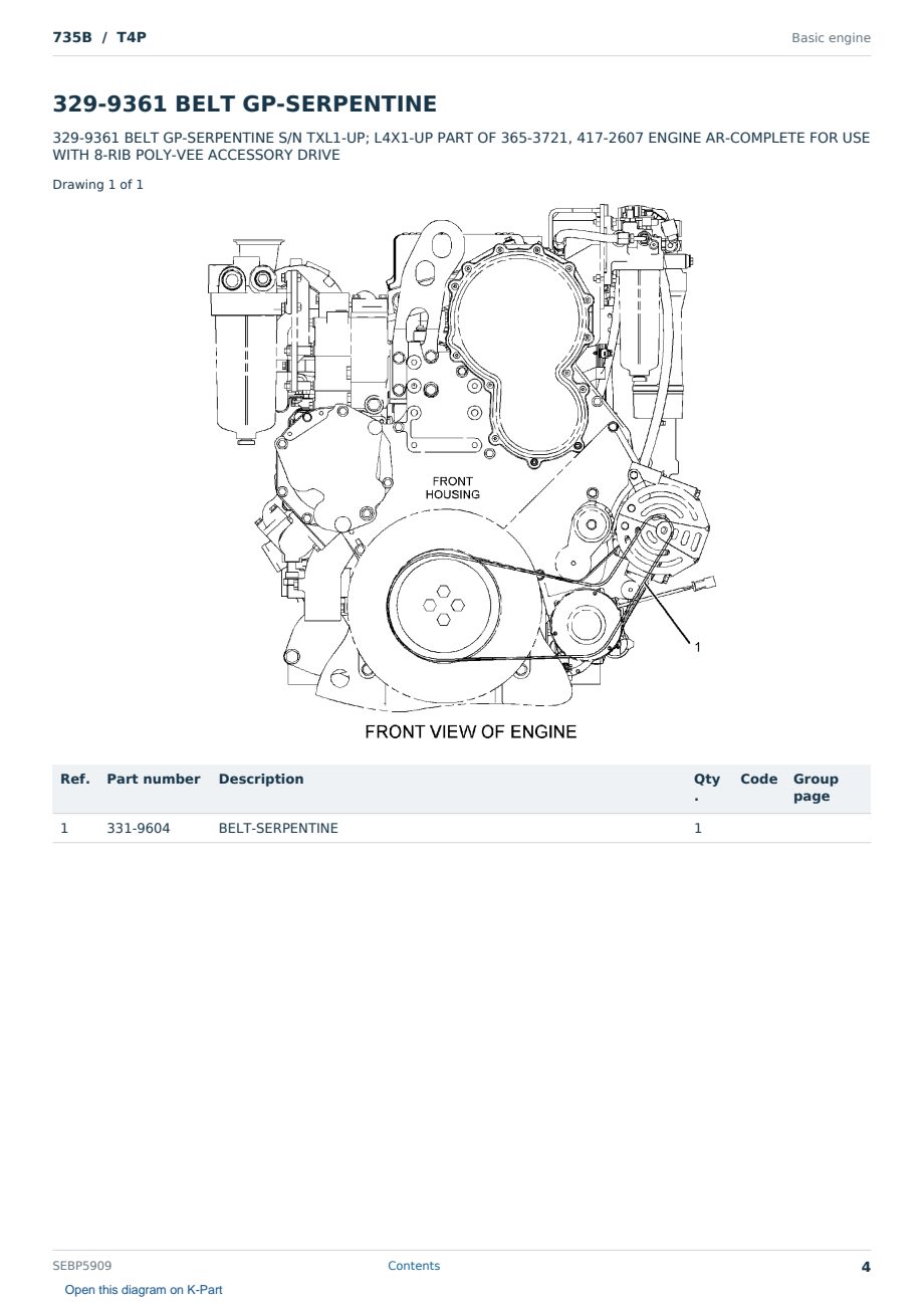 Caterpillar 735B S/N T4P Partsbook SEBP5909 (English) - sample page 4 of 10 Caterpillar 735B S/N T4P Partsbook SEBP5909 (English) - sample page 4 of 10