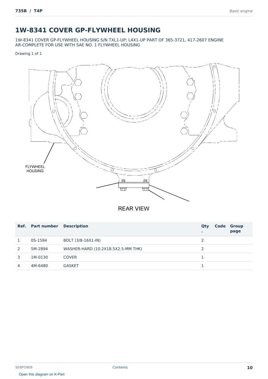 Caterpillar 735B S/N T4P Partsbook SEBP5909 (English) - sample page 10 of 10 Caterpillar 735B S/N T4P Partsbook SEBP5909 (English) - sample page 10 of 10