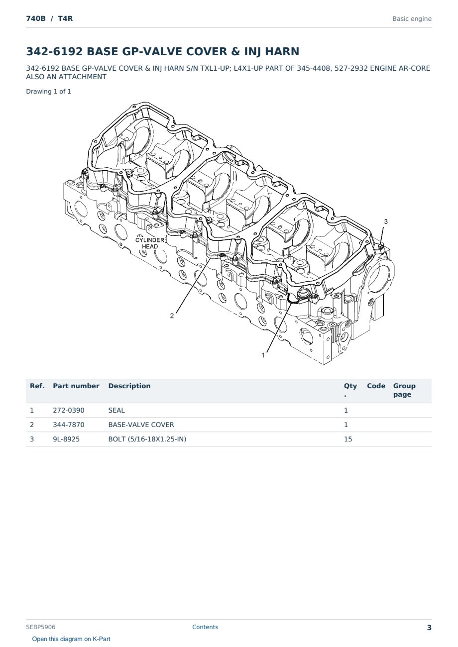 Caterpillar 740B S/N T4R Partsbook SEBP5906 (English) - sample page 3 of 10 Caterpillar 740B S/N T4R Partsbook SEBP5906 (English) - sample page 3 of 10