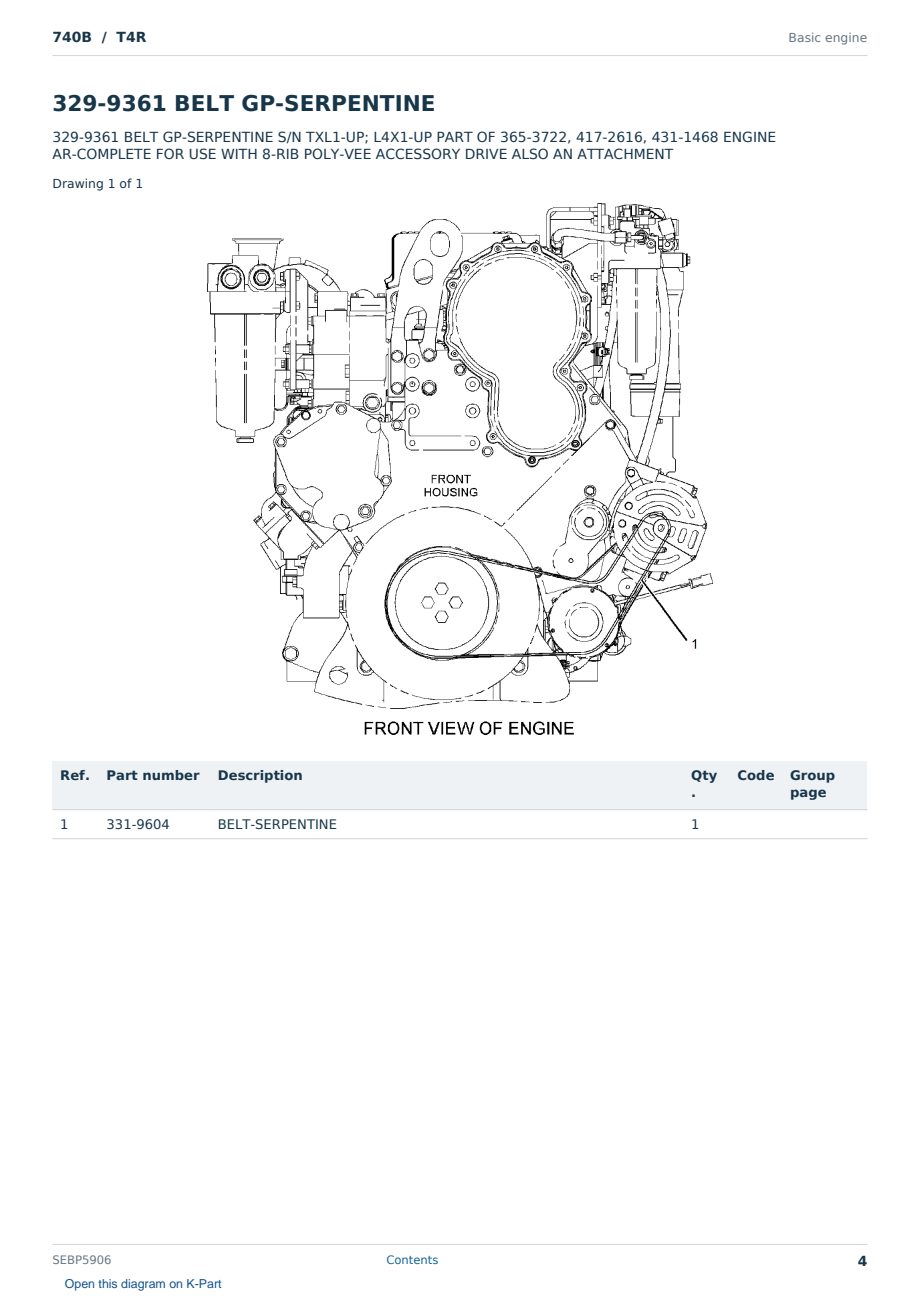 Caterpillar 740B S/N T4R Partsbook SEBP5906 (English) - sample page 4 of 10 Caterpillar 740B S/N T4R Partsbook SEBP5906 (English) - sample page 4 of 10