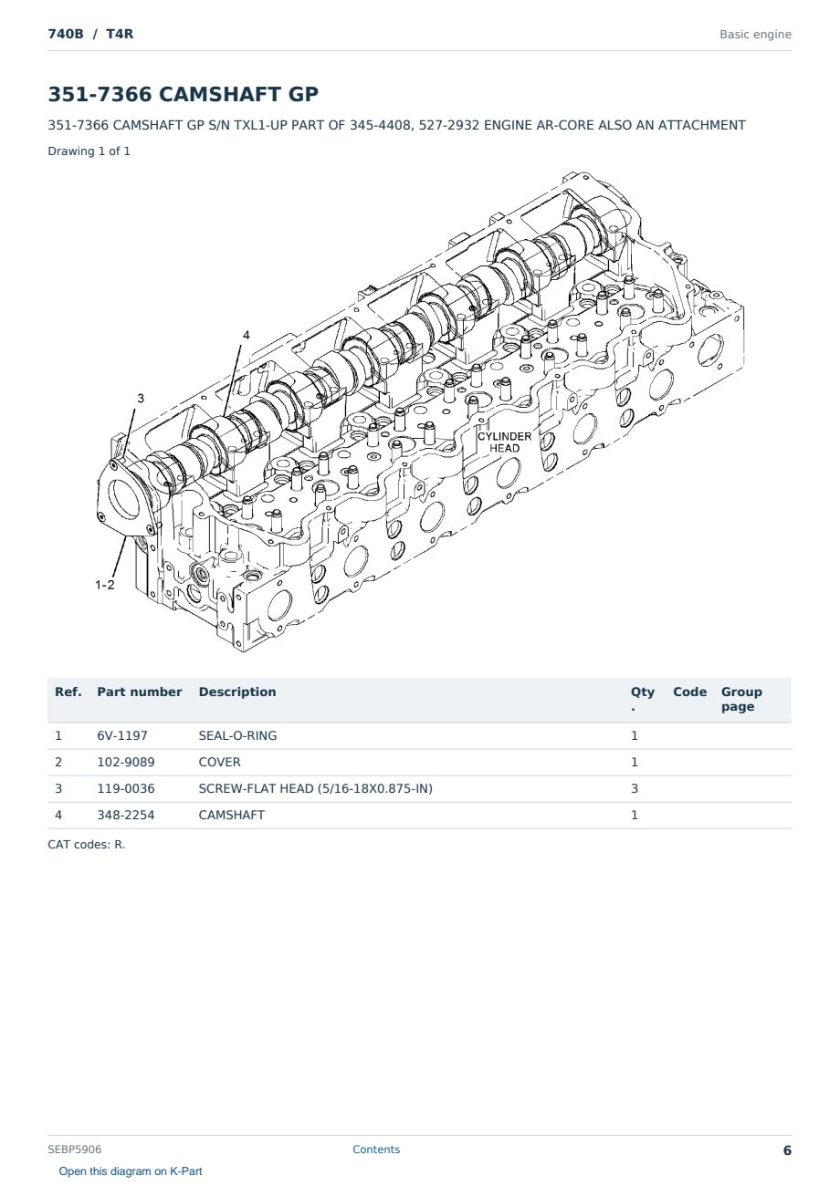 Caterpillar 740B S/N T4R Partsbook SEBP5906 (English) - sample page 6 of 10 Caterpillar 740B S/N T4R Partsbook SEBP5906 (English) - sample page 6 of 10