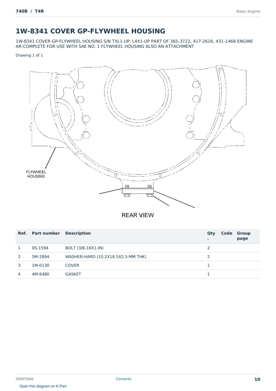 Caterpillar 740B S/N T4R Partsbook SEBP5906 (English) - sample page 10 of 10 Caterpillar 740B S/N T4R Partsbook SEBP5906 (English) - sample page 10 of 10
