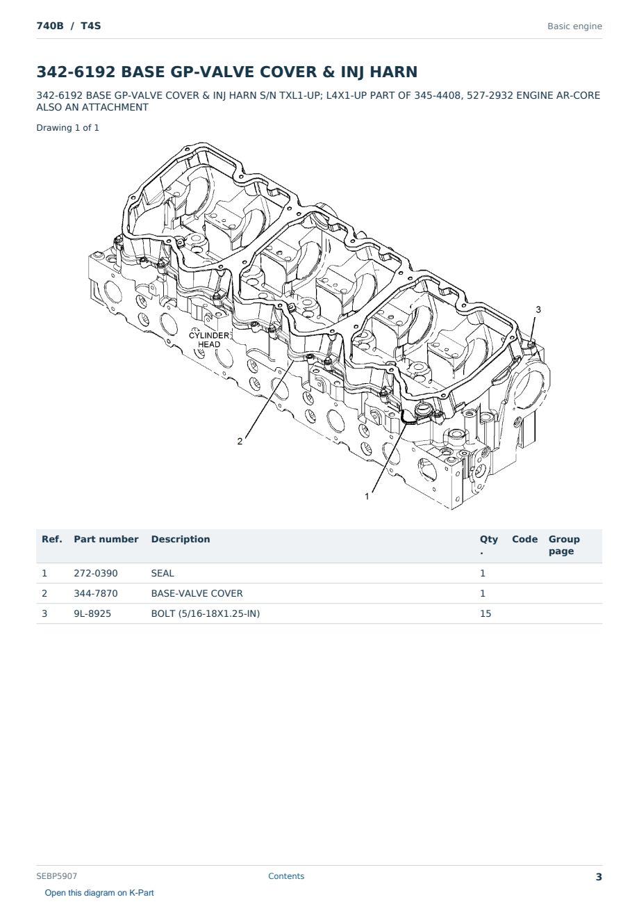 Caterpillar 740B S/N T4S Partsbook SEBP5907 (English) - sample page 3 of 10 Caterpillar 740B S/N T4S Partsbook SEBP5907 (English) - sample page 3 of 10