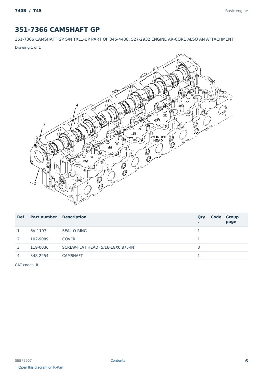 Caterpillar 740B S/N T4S Partsbook SEBP5907 (English) - sample page 6 of 10 Caterpillar 740B S/N T4S Partsbook SEBP5907 (English) - sample page 6 of 10