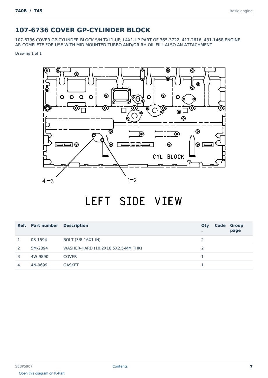 Caterpillar 740B S/N T4S Partsbook SEBP5907 (English) - sample page 7 of 10 Caterpillar 740B S/N T4S Partsbook SEBP5907 (English) - sample page 7 of 10