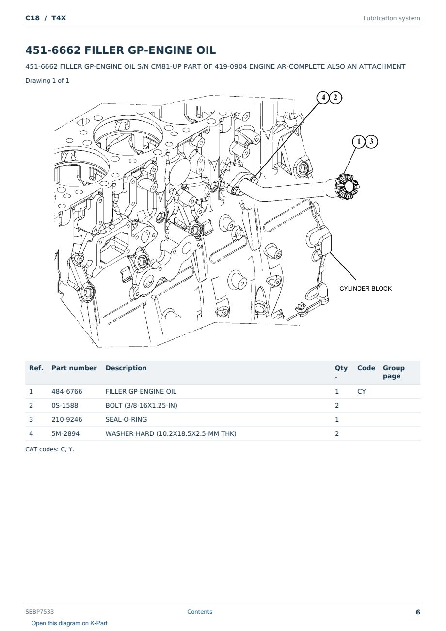 Caterpillar C18 S/N T4X Partsbook SEBP7533 (English) - sample page 6 of 10 Caterpillar C18 S/N T4X Partsbook SEBP7533 (English) - sample page 6 of 10