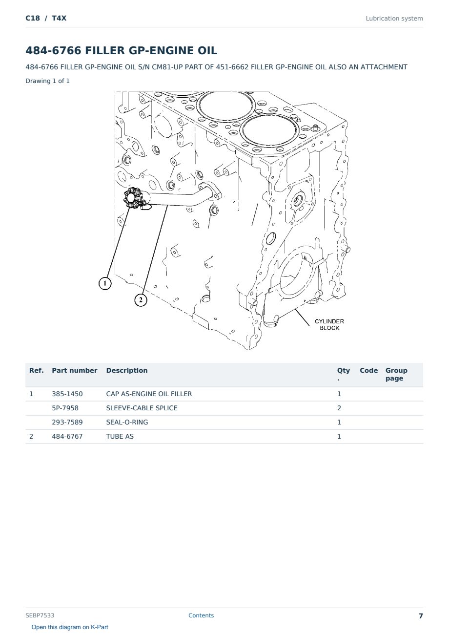 Caterpillar C18 S/N T4X Partsbook SEBP7533 (English) - sample page 7 of 10 Caterpillar C18 S/N T4X Partsbook SEBP7533 (English) - sample page 7 of 10
