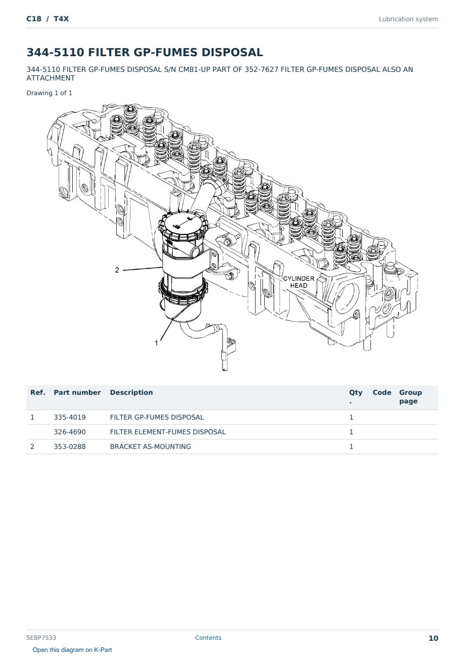 Caterpillar C18 S/N T4X Partsbook SEBP7533 (English) - sample page 10 of 10 Caterpillar C18 S/N T4X Partsbook SEBP7533 (English) - sample page 10 of 10