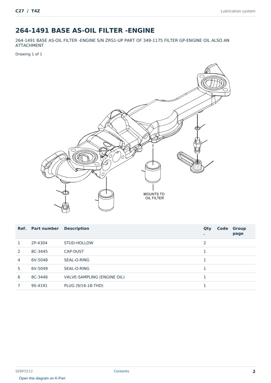 Caterpillar C27 S/N T4Z Partsbook SEBP5512 (English) - sample page 2 of 10 Caterpillar C27 S/N T4Z Partsbook SEBP5512 (English) - sample page 2 of 10