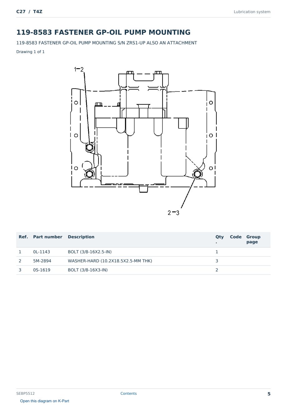 Caterpillar C27 S/N T4Z Partsbook SEBP5512 (English) - sample page 5 of 10 Caterpillar C27 S/N T4Z Partsbook SEBP5512 (English) - sample page 5 of 10