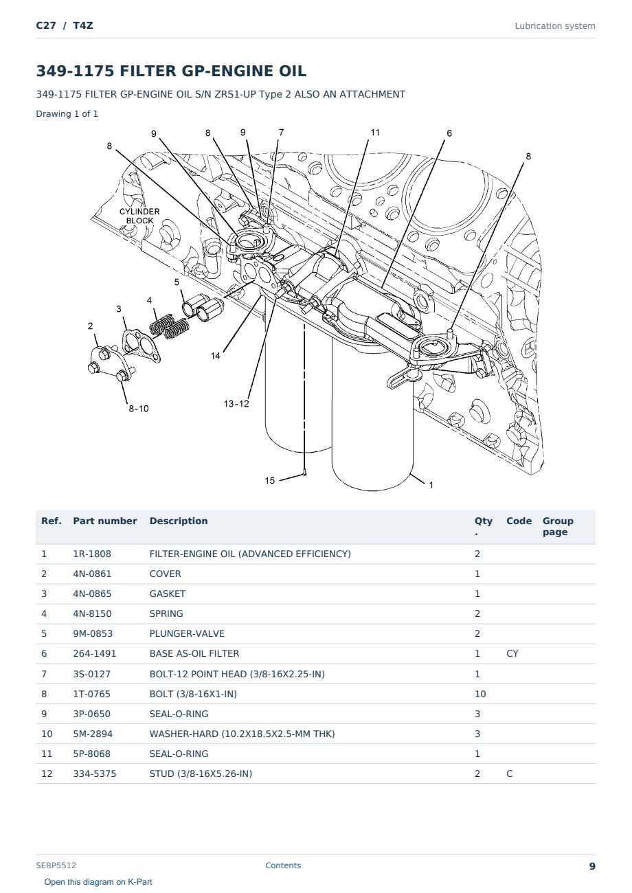 Caterpillar C27 S/N T4Z Partsbook SEBP5512 (English) - sample page 9 of 10 Caterpillar C27 S/N T4Z Partsbook SEBP5512 (English) - sample page 9 of 10