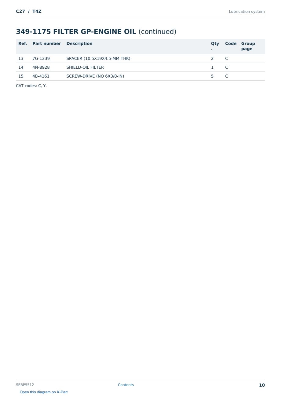Caterpillar C27 S/N T4Z Partsbook SEBP5512 (English) - sample page 10 of 10 Caterpillar C27 S/N T4Z Partsbook SEBP5512 (English) - sample page 10 of 10