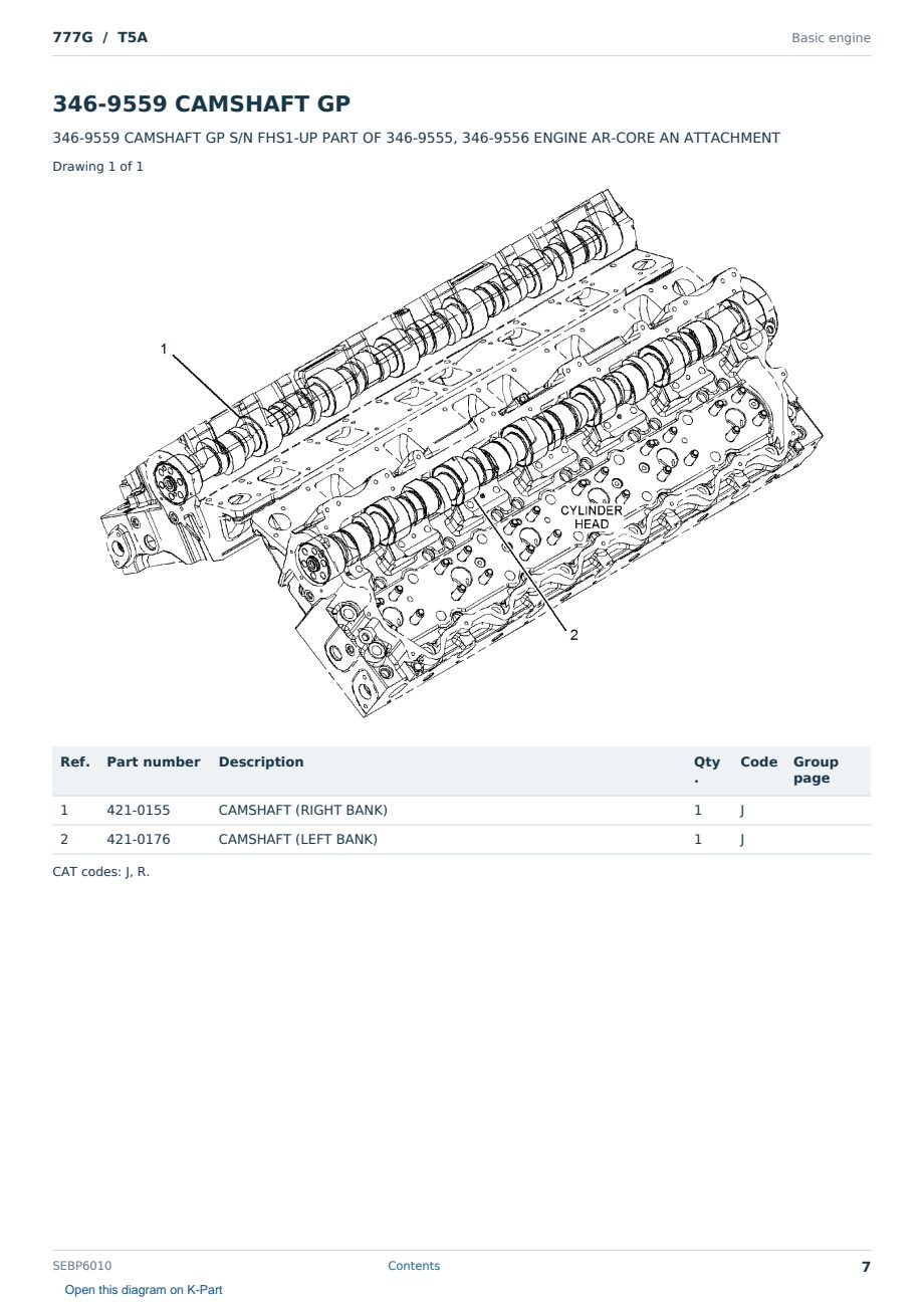 Caterpillar 777G S/N T5A Partsbook SEBP6010 (English) - sample page 7 of 10 Caterpillar 777G S/N T5A Partsbook SEBP6010 (English) - sample page 7 of 10