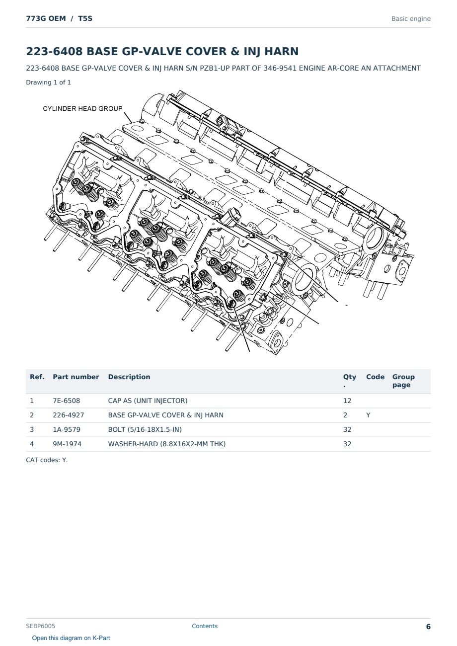 Caterpillar 773G OEM S/N T5S Partsbook SEBP6005 (English) - sample page 6 of 10 Caterpillar 773G OEM S/N T5S Partsbook SEBP6005 (English) - sample page 6 of 10