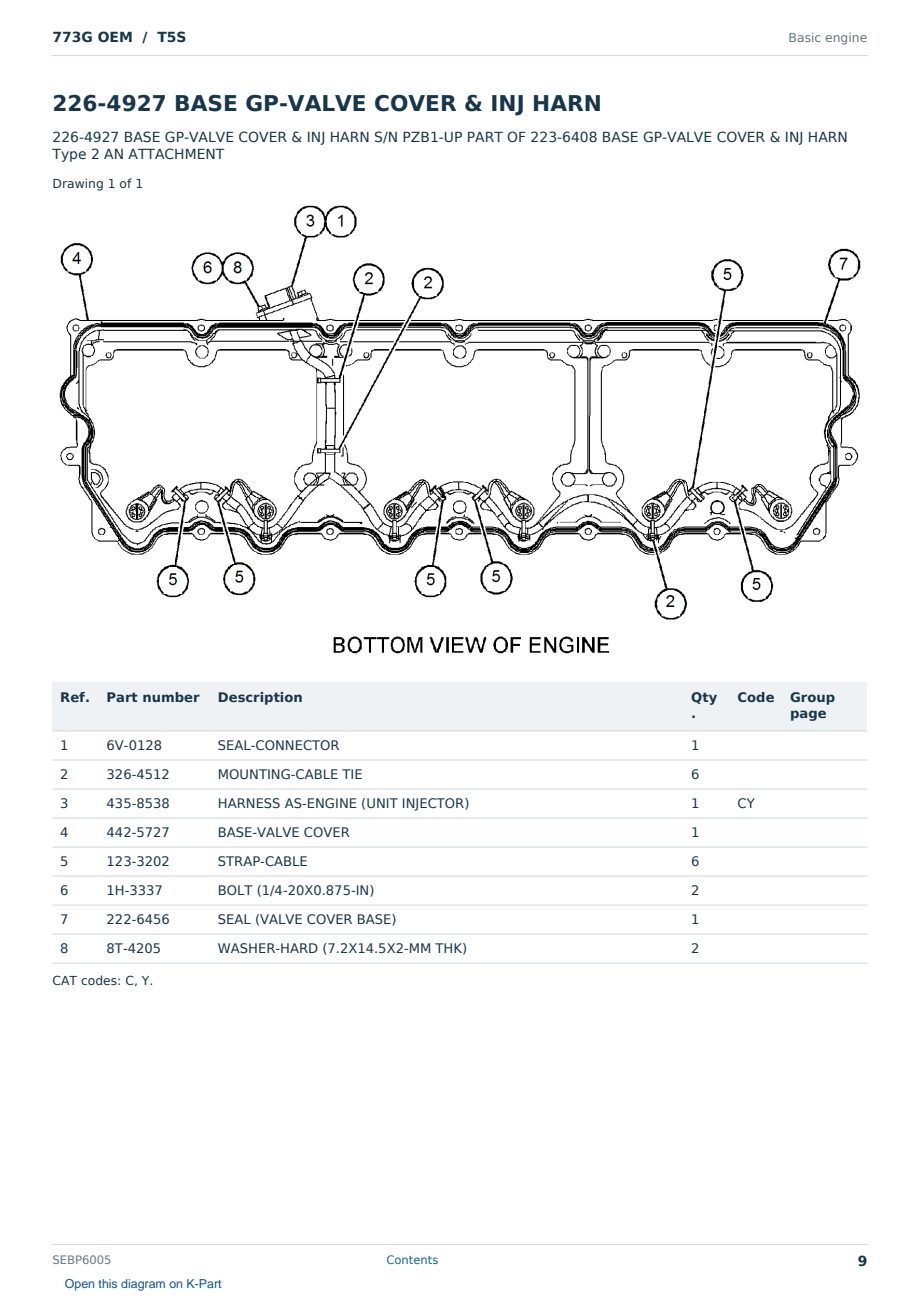 Caterpillar 773G OEM S/N T5S Partsbook SEBP6005 (English) - sample page 9 of 10 Caterpillar 773G OEM S/N T5S Partsbook SEBP6005 (English) - sample page 9 of 10
