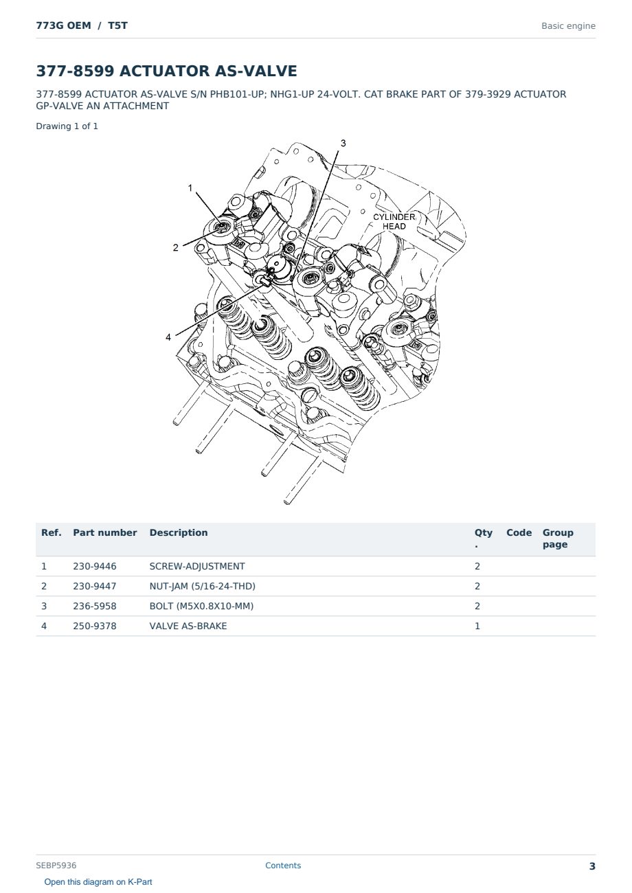 Caterpillar 773G OEM S/N T5T Partsbook SEBP5936 (English) - sample page 3 of 10 Caterpillar 773G OEM S/N T5T Partsbook SEBP5936 (English) - sample page 3 of 10