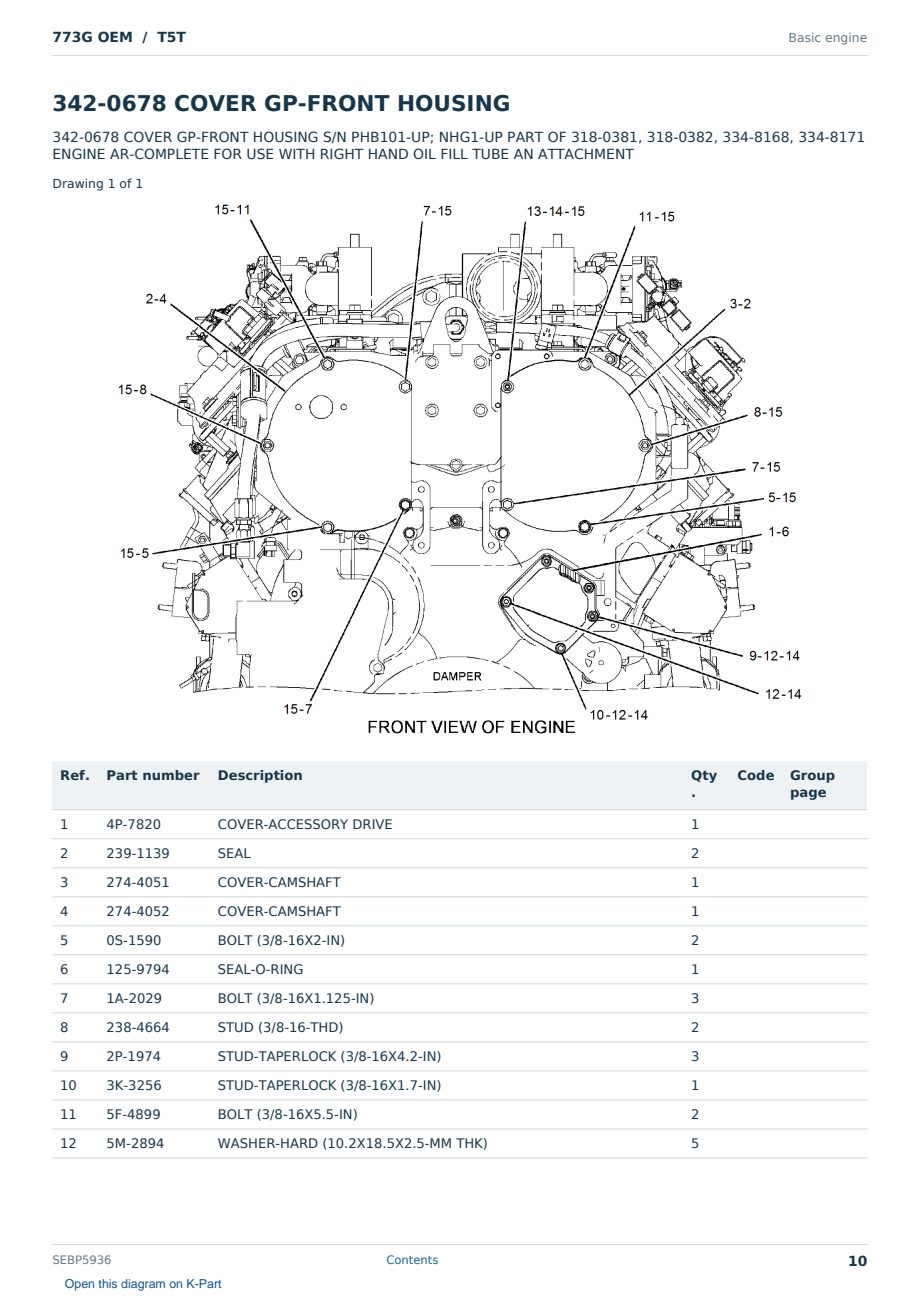 Caterpillar 773G OEM S/N T5T Partsbook SEBP5936 (English) - sample page 10 of 10 Caterpillar 773G OEM S/N T5T Partsbook SEBP5936 (English) - sample page 10 of 10