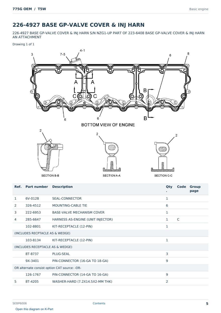 Caterpillar 775G OEM S/N T5W Partsbook SEBP6006 (English) - sample page 5 of 10 Caterpillar 775G OEM S/N T5W Partsbook SEBP6006 (English) - sample page 5 of 10