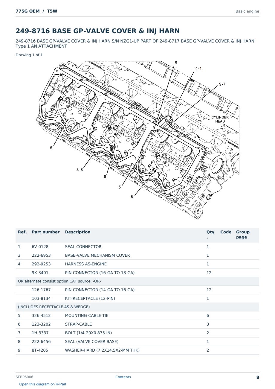 Caterpillar 775G OEM S/N T5W Partsbook SEBP6006 (English) - sample page 8 of 10 Caterpillar 775G OEM S/N T5W Partsbook SEBP6006 (English) - sample page 8 of 10