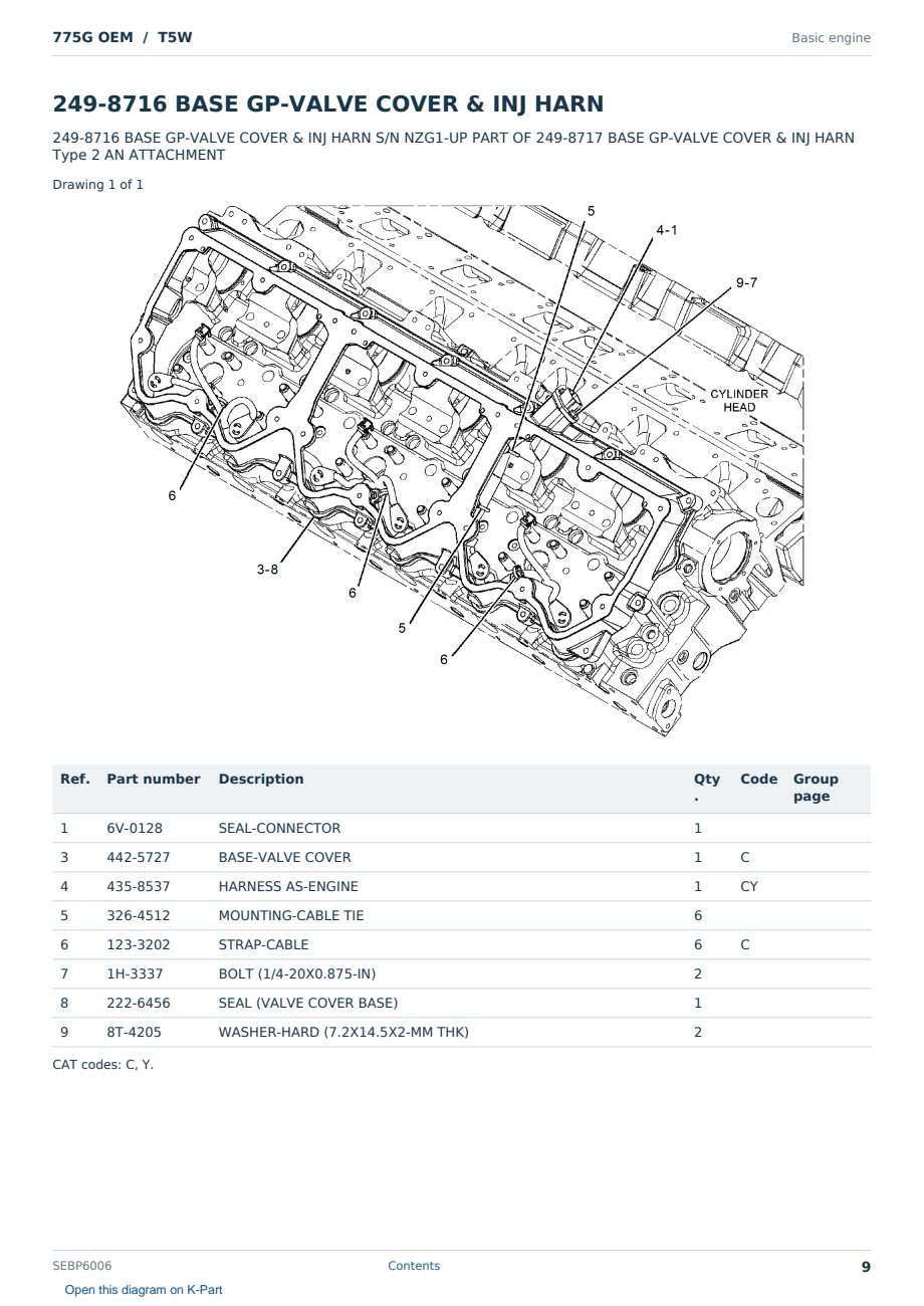 Caterpillar 775G OEM S/N T5W Partsbook SEBP6006 (English) - sample page 9 of 10 Caterpillar 775G OEM S/N T5W Partsbook SEBP6006 (English) - sample page 9 of 10