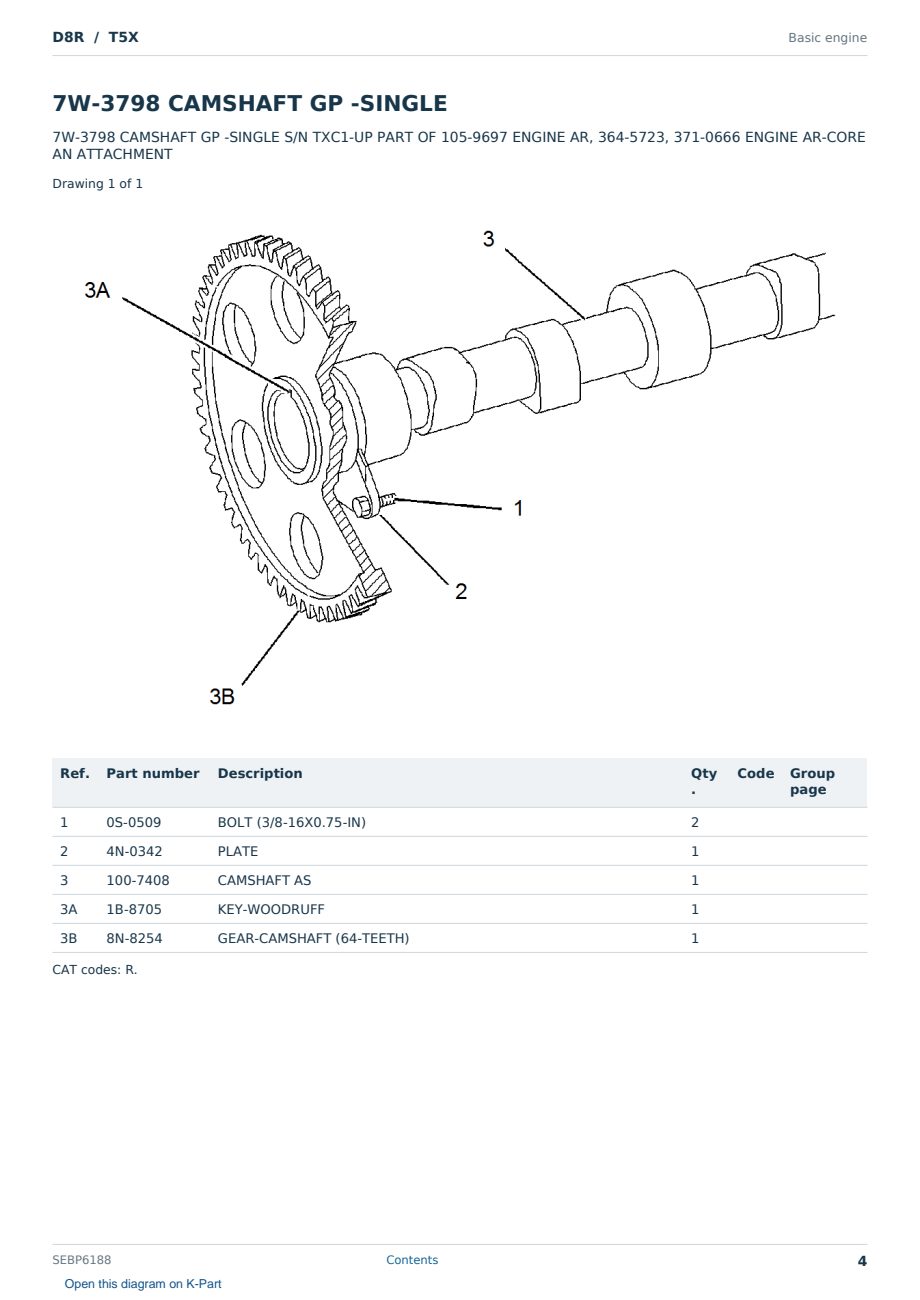 Caterpillar D8R S/N T5X Partsbook SEBP6188 (English) - sample page 4 of 10 Caterpillar D8R S/N T5X Partsbook SEBP6188 (English) - sample page 4 of 10