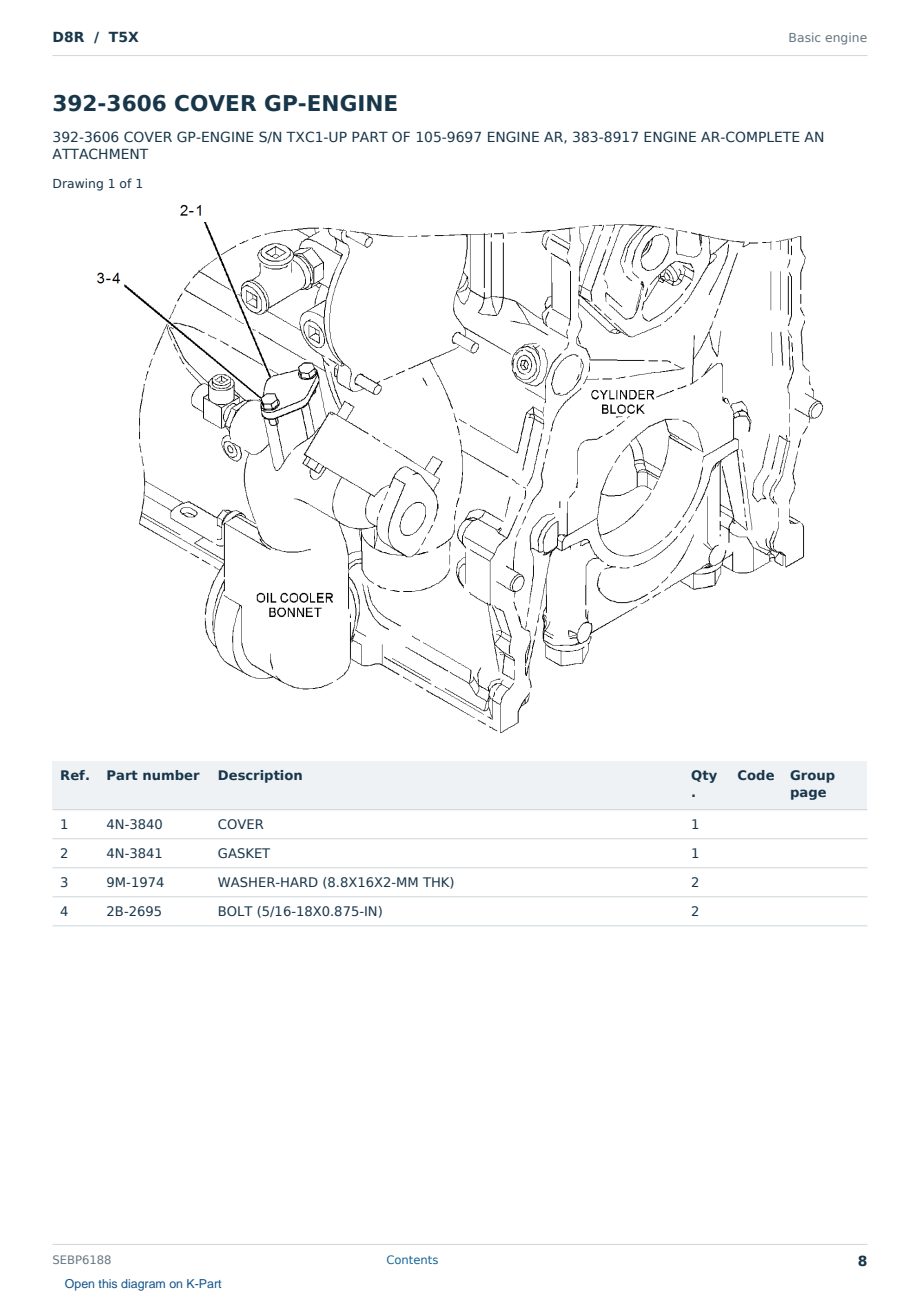 Caterpillar D8R S/N T5X Partsbook SEBP6188 (English) - sample page 8 of 10 Caterpillar D8R S/N T5X Partsbook SEBP6188 (English) - sample page 8 of 10