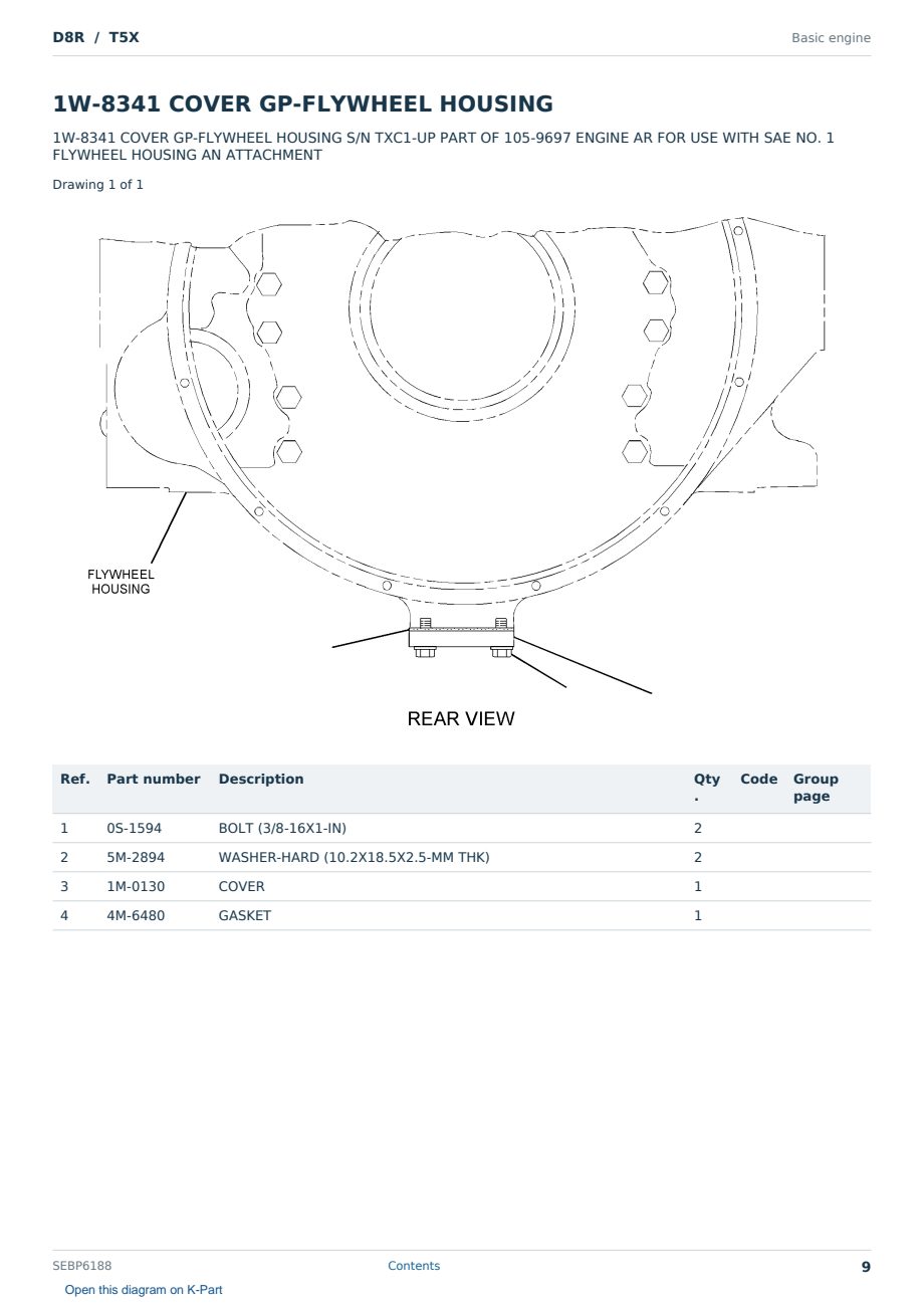 Caterpillar D8R S/N T5X Partsbook SEBP6188 (English) - sample page 9 of 10 Caterpillar D8R S/N T5X Partsbook SEBP6188 (English) - sample page 9 of 10