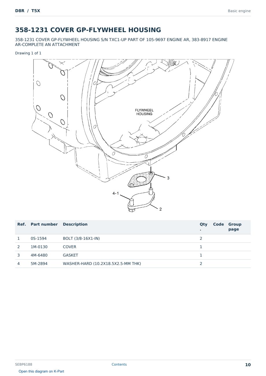 Caterpillar D8R S/N T5X Partsbook SEBP6188 (English) - sample page 10 of 10 Caterpillar D8R S/N T5X Partsbook SEBP6188 (English) - sample page 10 of 10