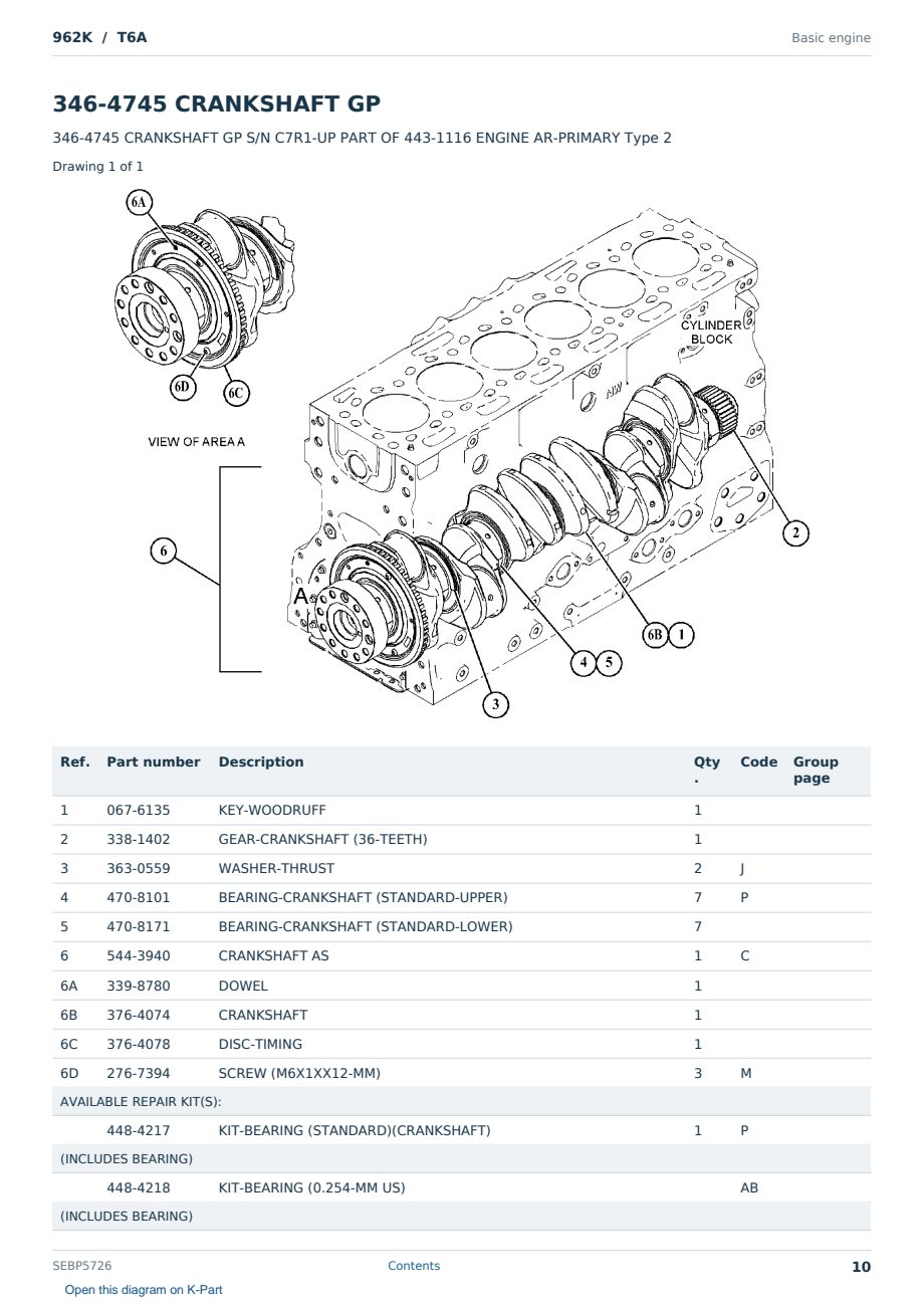 Caterpillar 962K S/N T6A Partsbook SEBP5726 (English) - sample page 10 of 10 Caterpillar 962K S/N T6A Partsbook SEBP5726 (English) - sample page 10 of 10