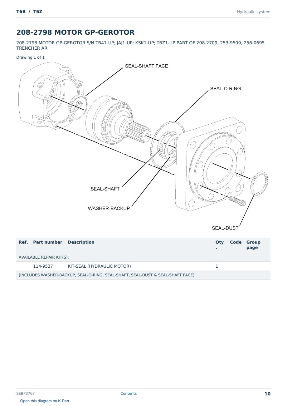 Caterpillar T6B S/N T6Z Partsbook SEBP3767 (English) - sample page 10 of 10 Caterpillar T6B S/N T6Z Partsbook SEBP3767 (English) - sample page 10 of 10