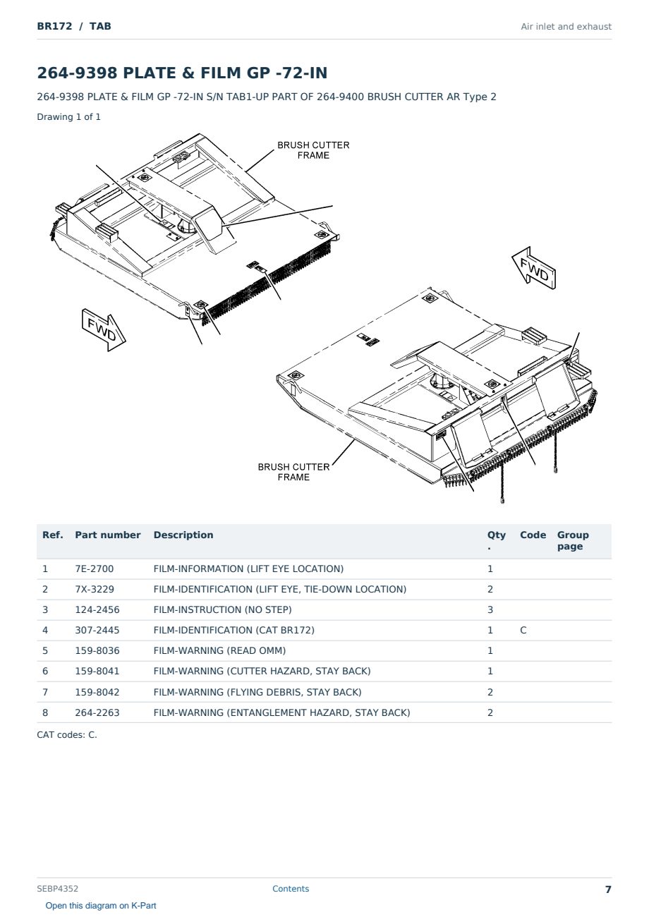 Caterpillar BR172 S/N TAB Partsbook SEBP4352 (English) - sample page 7 of 10 Caterpillar BR172 S/N TAB Partsbook SEBP4352 (English) - sample page 7 of 10