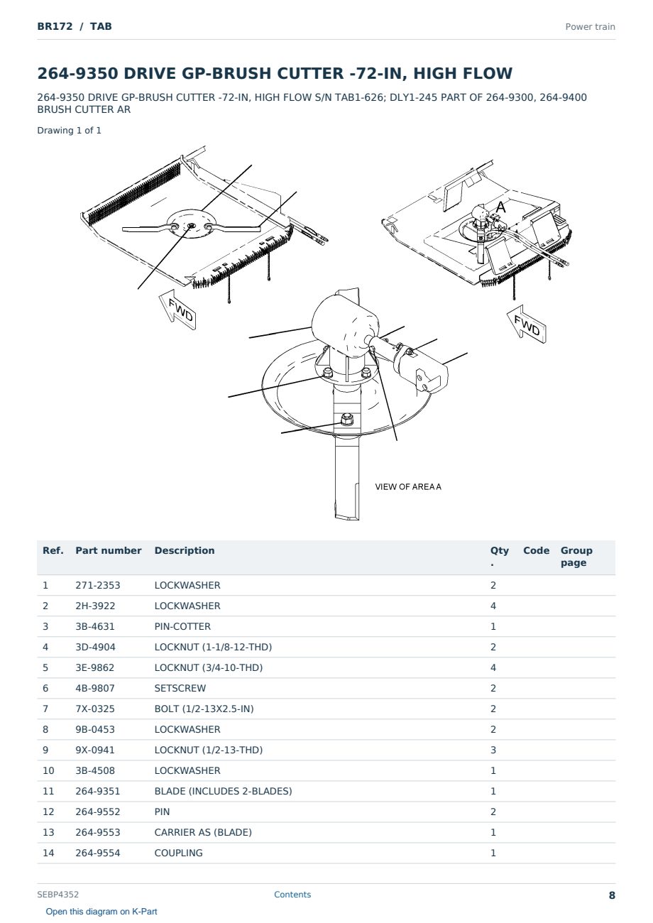 Caterpillar BR172 S/N TAB Partsbook SEBP4352 (English) - sample page 8 of 10 Caterpillar BR172 S/N TAB Partsbook SEBP4352 (English) - sample page 8 of 10