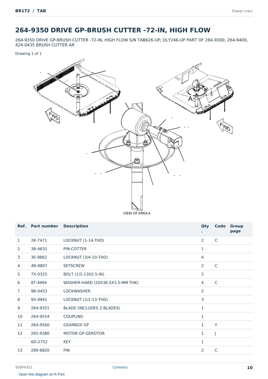 Caterpillar BR172 S/N TAB Partsbook SEBP4352 (English) - sample page 10 of 10 Caterpillar BR172 S/N TAB Partsbook SEBP4352 (English) - sample page 10 of 10