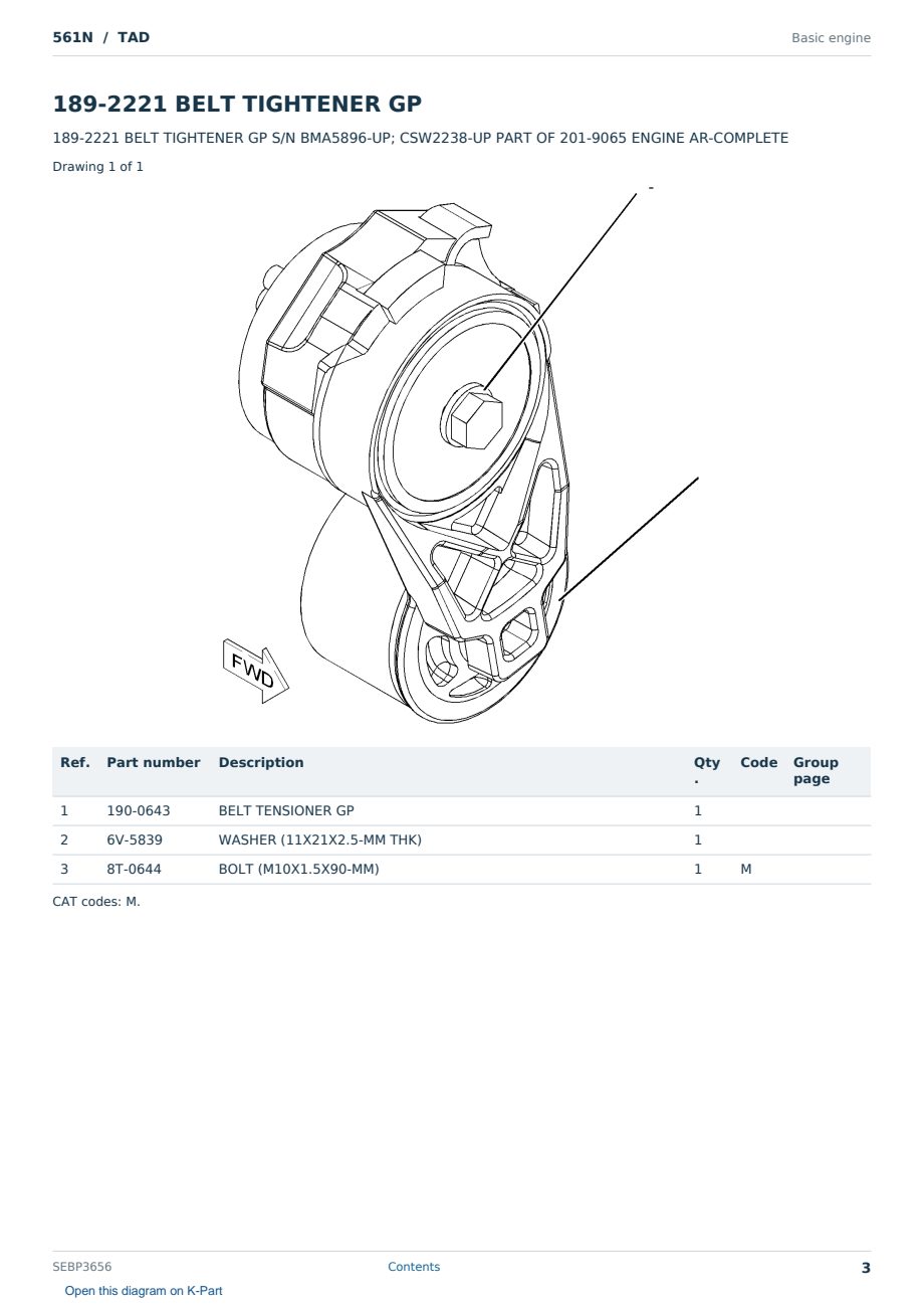 Caterpillar 561N S/N TAD Partsbook SEBP3656 (English) - sample page 3 of 10 Caterpillar 561N S/N TAD Partsbook SEBP3656 (English) - sample page 3 of 10