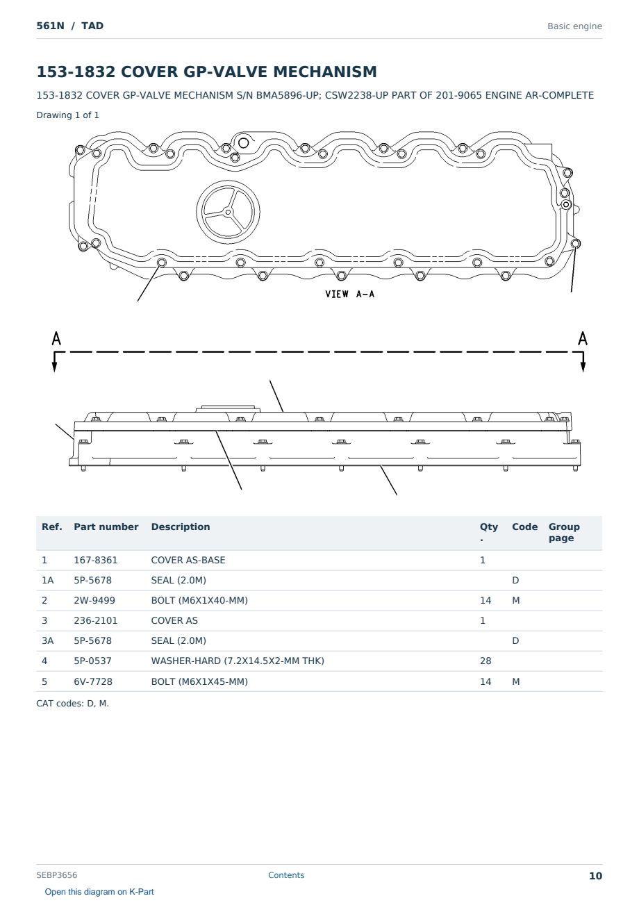 Caterpillar 561N S/N TAD Partsbook SEBP3656 (English) - sample page 10 of 10 Caterpillar 561N S/N TAD Partsbook SEBP3656 (English) - sample page 10 of 10
