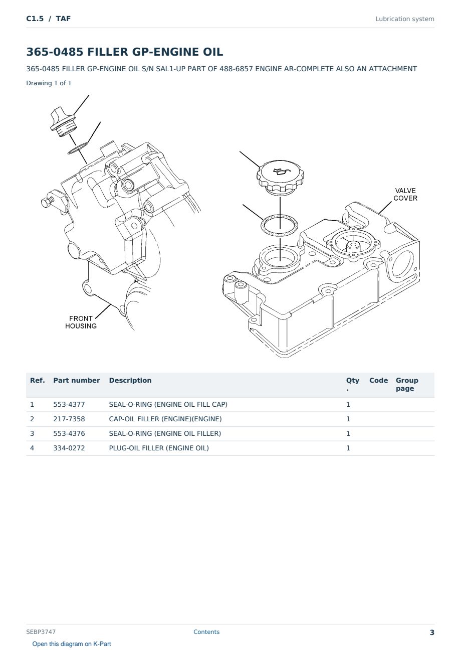 Caterpillar C1.5 S/N TAF Partsbook SEBP3747 (English) - sample page 3 of 10 Caterpillar C1.5 S/N TAF Partsbook SEBP3747 (English) - sample page 3 of 10