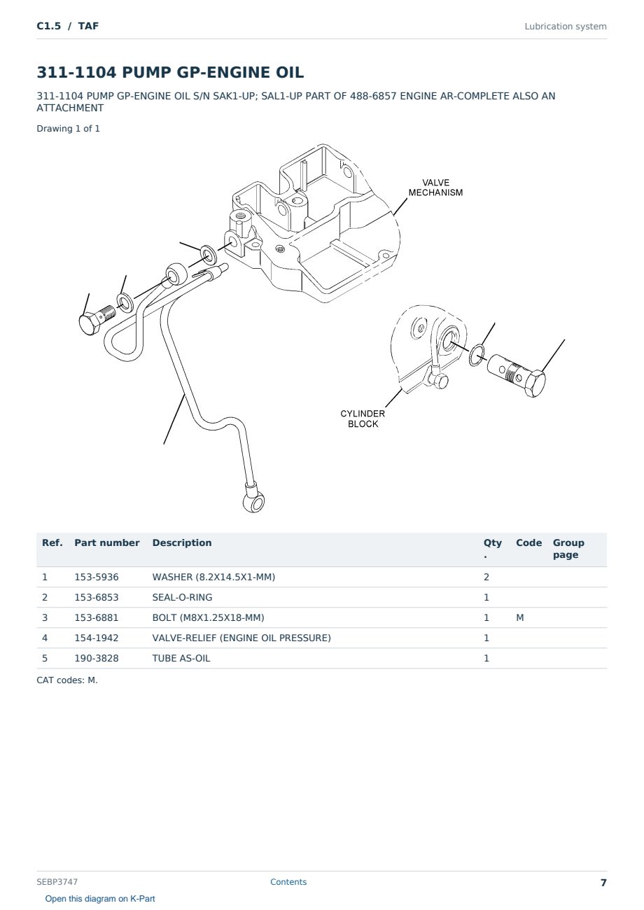 Caterpillar C1.5 S/N TAF Partsbook SEBP3747 (English) - sample page 7 of 10 Caterpillar C1.5 S/N TAF Partsbook SEBP3747 (English) - sample page 7 of 10