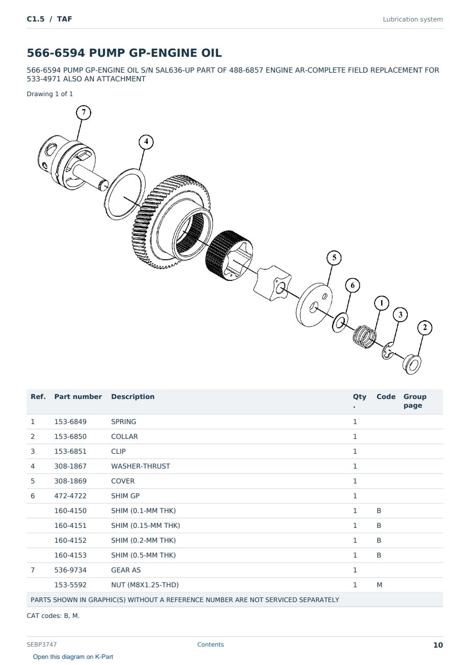 Caterpillar C1.5 S/N TAF Partsbook SEBP3747 (English) - sample page 10 of 10 Caterpillar C1.5 S/N TAF Partsbook SEBP3747 (English) - sample page 10 of 10