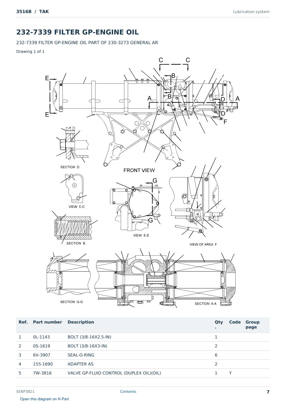 Caterpillar 3516B S/N TAK Partsbook SEBP3821 (English) - sample page 7 of 10 Caterpillar 3516B S/N TAK Partsbook SEBP3821 (English) - sample page 7 of 10